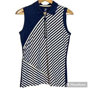 Women’s EP sleeveless striped block Polo. Women’s size medium